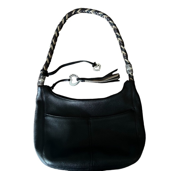 Brighton Handbags - Brighton Barbados Black Leather Zip Top Hobo Bag With Dust Cover/Box